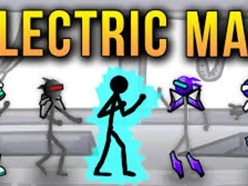 Electric Man stickman fighter in an arena battle